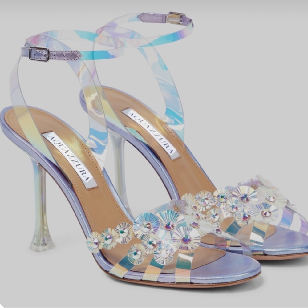 NIB! Aquazurra Metorite 95mm embellished PVC sandals Sz 38